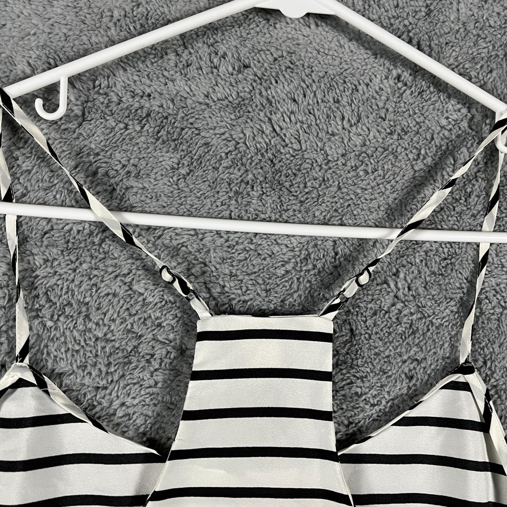 J.Crew Tank Top Women 6 Black White Horizontal Striped Racerback Spaghetti Strap - Picture 6 of 9